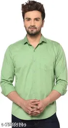 Cotton Blend Solid Shirts for Men, Green 