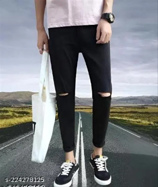 Denim Slim Fit Jeans for Men (Black, 32)