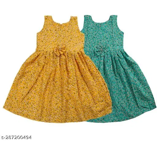 Pack of 2 Frocks for Girls (Yellow, 1-2 Years)