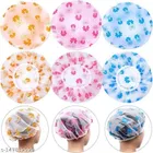 Plastic Waterproof Shower Caps (Multicolor, Pack of 6)