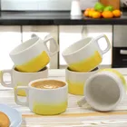 6 Pcs Ceramic Tea & Coffee Cup Set - Dual Tone Yellow