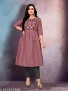Solid Embroidered Cotton Kurti for Women, Pack of 2 