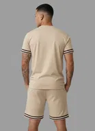 Polyester Printed Co-Ord Set for Men, Beige 