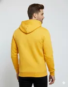 Fleece Printed Hoodie for Men, Yellow 