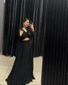 Organza Solid Lehenga Choli with Dupatta for Women 