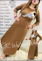 Woolen Embellished Gown for Women (Tan, Free Size)