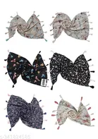 Poly Chiffon Printed Scarves for Women, Multicolor, Pack of 6