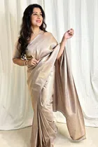 Soft Silk Woven Saree for Women (Beige, 6.3 m)