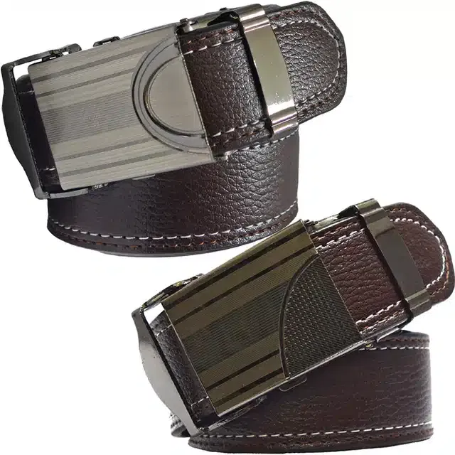 Casual Belt for Men (Brown, Pack of 2)