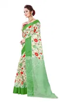 Cotton Linen Printed Saree for Women 