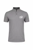 Poly Cotton Mandarin Collar T-shirt for Men, Grey 