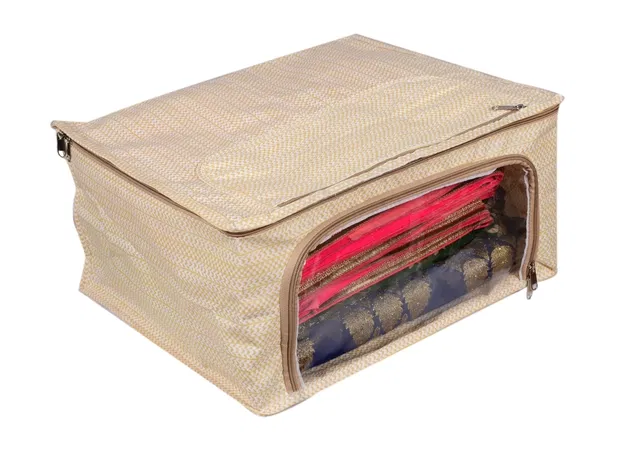 Non-woven Zip Closure Saree Covers (Cream)
