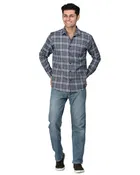Cotton Blend Full Sleeves Chequered Shirt for Men 