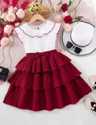 Cotton Blend Solid Frock for Girls 