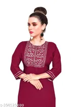 Rayon Embroidered Kurta with Pant for Women 