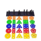 Wooden Shape Sorting & Stacking Board for Kids