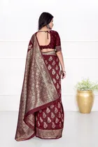 Jacquard Woven Design Saree for Women, Maroon 