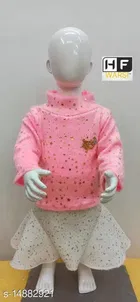 Art Silk Full Sleeves Top & Bottom Clothing Set for Girls 