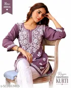 Chikankari Embroidered Short Kurti for Daily/Office Wear for Women 
