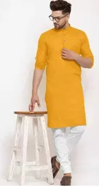 Full Sleeves Solid Kurta with Payjama for Men 