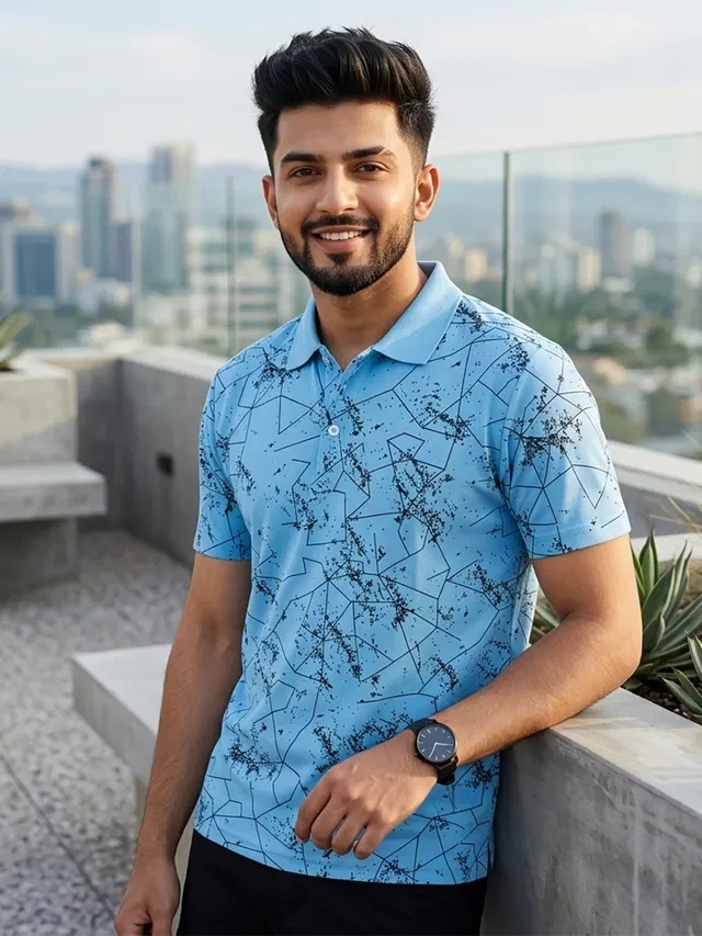 Polo T-shirt for Men (Sky, L)