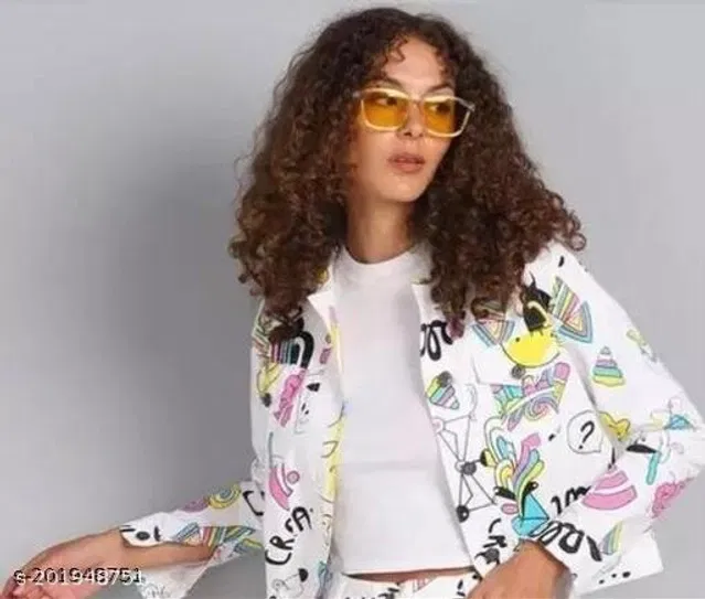 Cotton Jacket for Women (White, XL)