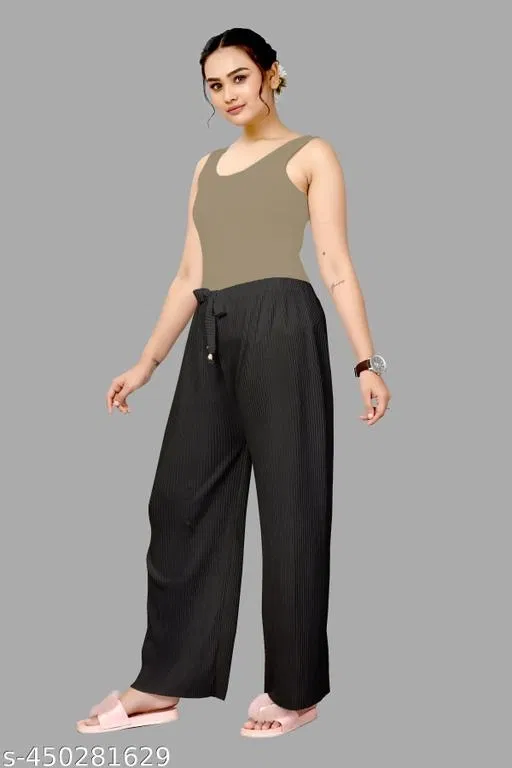 Palazzos for Women, Pack of 3 (White, Free Size)
