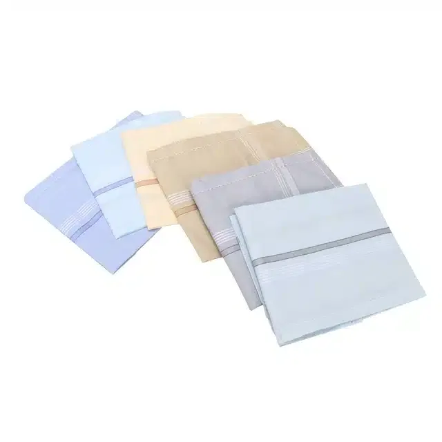 Cotton Blend Handkerchiefs for Men (Pack of 6) (Multicolor, 18x18 cm)