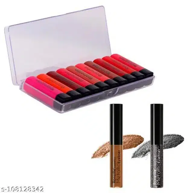 Ronzille Liquid Glitter Mini Lipsticks (Multicolor, Pack of 10)