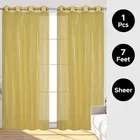 Sheer Plain Yellow Door Curtain 7ft Combo 