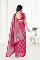 Jacquard Woven Design Saree for Women, Pink 