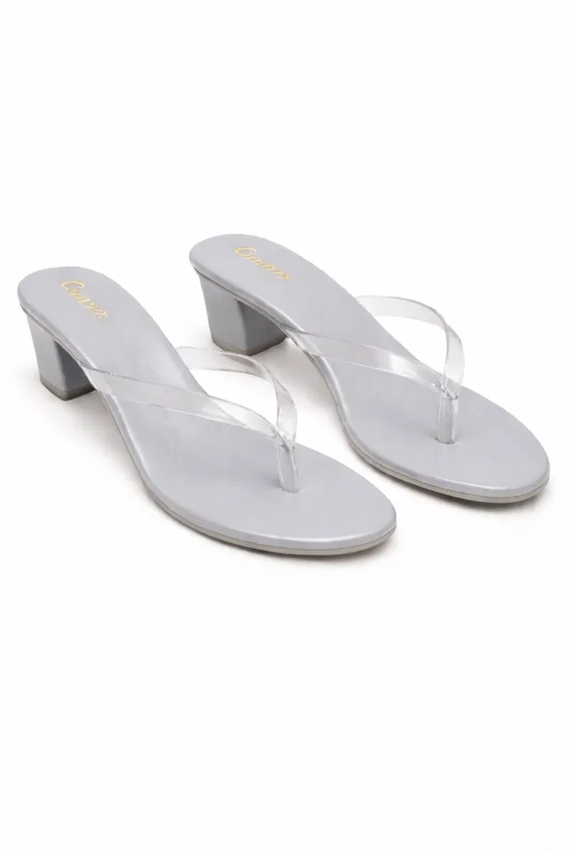 Solid Block Sandals for Women (Grey, 3)