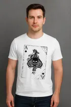 Round Neck Printed T-Shirt for Men (White, M)