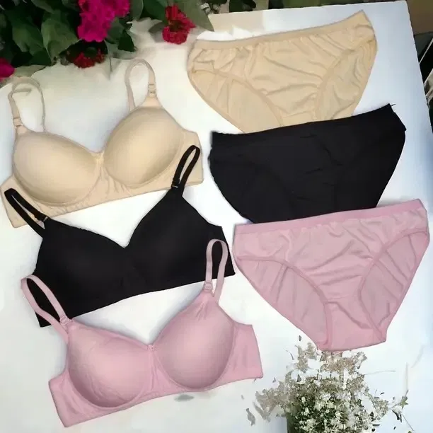 Cotton Blend Lingerie Set for Women, Multicolour, Pack of 3 (38B)