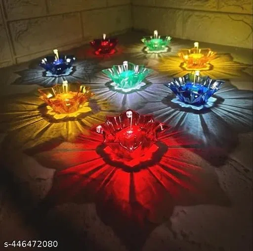 3D Reflection Diyas (Multicolor, Pack of 6)