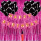 Birthday Decoration Foil Curtains with Banner & 50 Pcs Balloons with Manual Hand Pump 