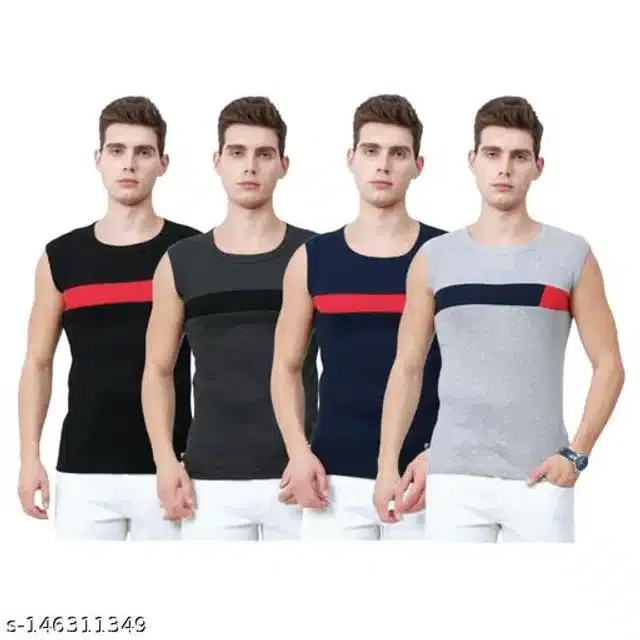 Gym Vests for Men (Multicolor, L) (Pack of 4)