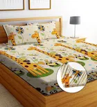 Sarangi Giraffe Printed Fitted Double Bedsheet 190X183X20Cm