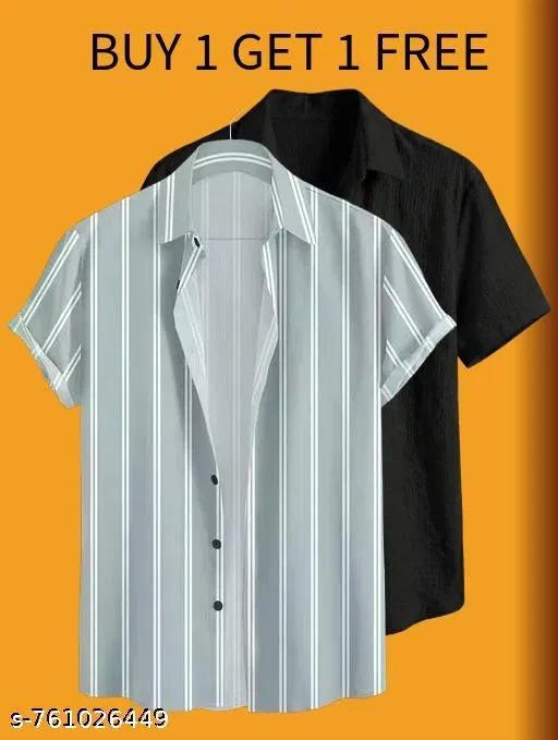 Casual Shirts for Men, Pack of 2 (Multicolor, M)