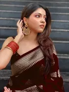 Silk Woven Design Saree for Women, Maroon 