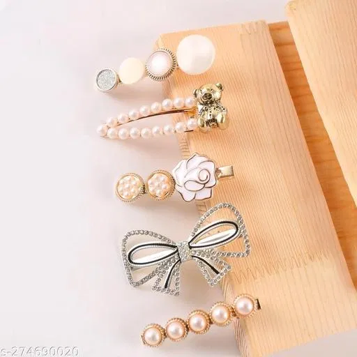 Hair Pins for Women (Pearl Gold, Pack of 5)