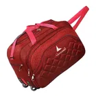 Polyster 60 L Trolley Duffel Bag - Red Color,Roller Wheels Lightweight Criss-Cross Designed  Travel Duffel Bag - Good Capacity