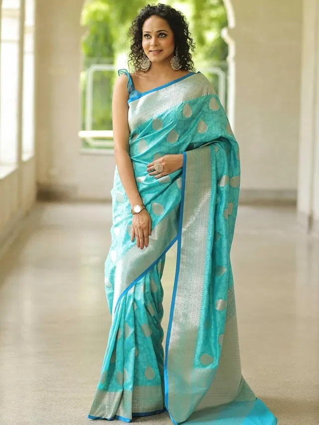 Banarasi Blue Art Silk Woven Saree for Women