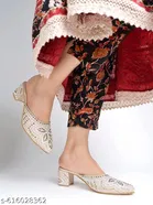 Shoetopia Golden Embellished Heel Sandals 