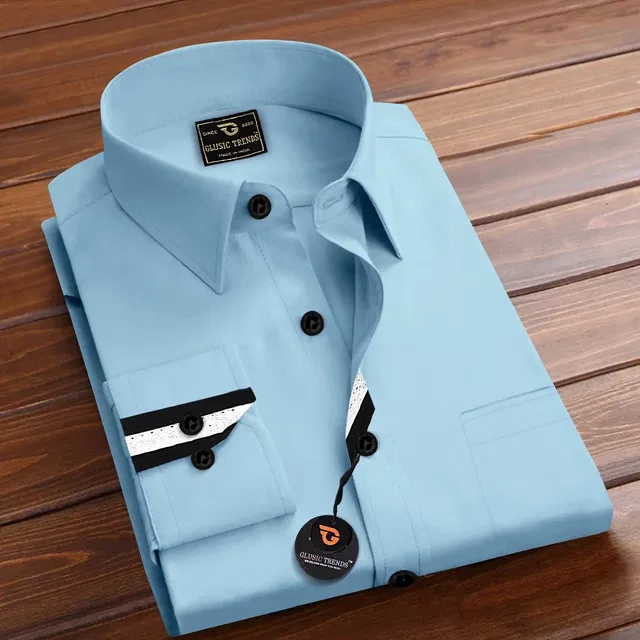 Full Sleeves Shirt for Men (Sky Blue, XXL)