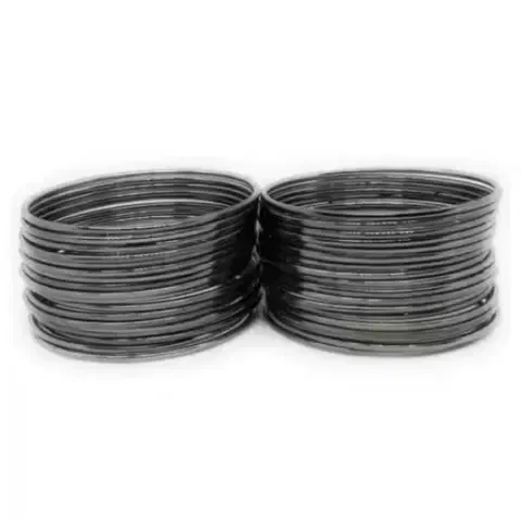 Alloy Bangles for Women, Silver, Pack of 12 (2.4)