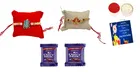 Metal 2 Pcs Rakhi with Greeting card, Roli & 2 Pcs Chocolate 