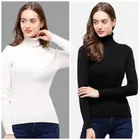 Cotton High Neck Solid Top for Women 