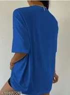 Cotton Blend Printed T-Shirt for Women, Blue 
