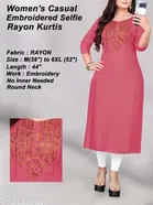 Rayon Embroidered Kurti for Women 